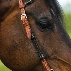 Double S Harness Leather One Ear Headstall With Black Rawhide -Schneiders Shop 41115 alt e