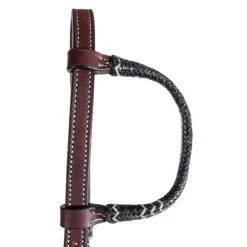 Double S Harness Leather One Ear Headstall With Black Rawhide -Schneiders Shop 41115 alt h
