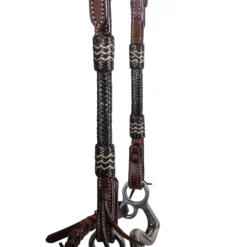 Double S Harness Leather One Ear Headstall With Black Rawhide -Schneiders Shop 41115 alt i