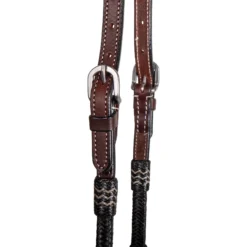 Double S Harness Leather One Ear Headstall With Black Rawhide -Schneiders Shop 41115 alt j