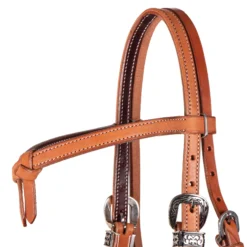 Double S Latigo Lined Futurity Browband Headstall -Schneiders Shop 41760 alt c