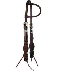 Double S One Ear Snowflake Tooled Headstall -Schneiders Shop 42983 darkoilchestnut