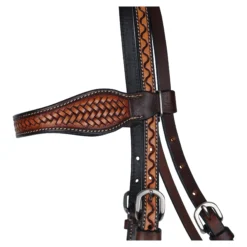 Double S Tooled Concho Browband Headstall -Schneiders Shop 44875 alt d