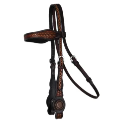 Double S Tooled Concho Browband Headstall -Schneiders Shop 44875 alt e