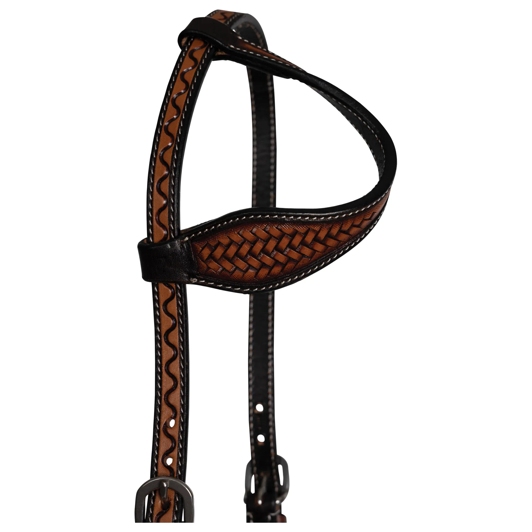Double S Tooled Concho One Ear Headstall 4 Double S Tooled Concho One Ear Headstall - Image 2
