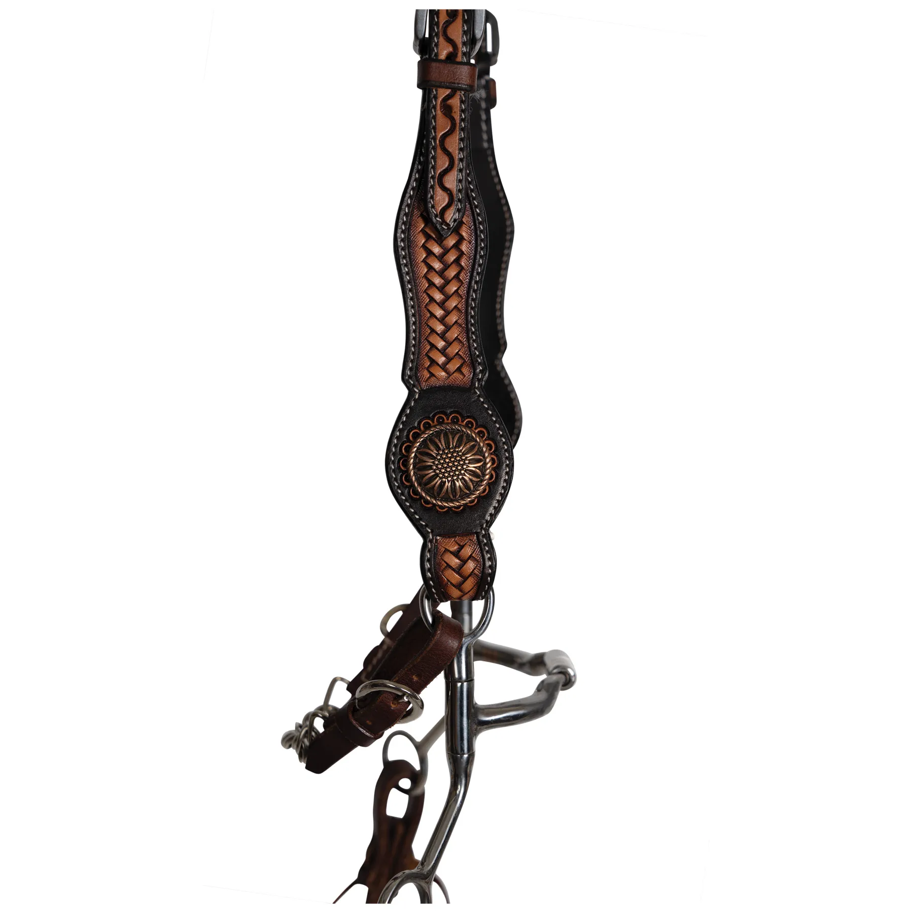 Double S Tooled Concho One Ear Headstall 5 Double S Tooled Concho One Ear Headstall - Image 3