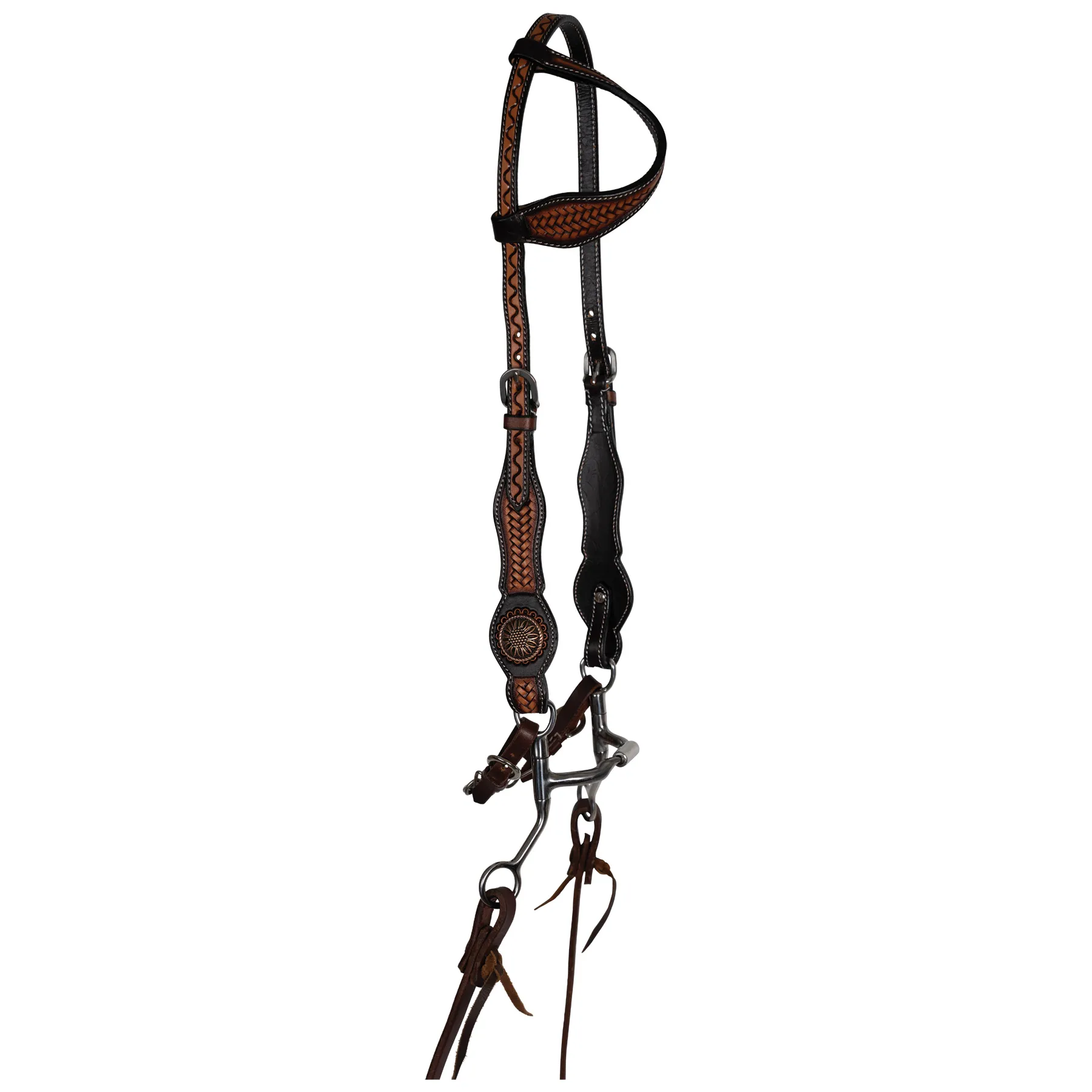 Double S Tooled Concho One Ear Headstall 7 Double S Tooled Concho One Ear Headstall - Image 5