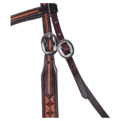 Double S Two-Tone Diamond Tooled Browband Headstall -Schneiders Shop 45237 alt b