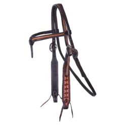 Double S Two-Tone Diamond Tooled Browband Headstall -Schneiders Shop 45237 alt e