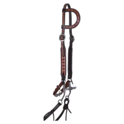 Double S Two-Tone Diamond Tooled One Ear Headstall