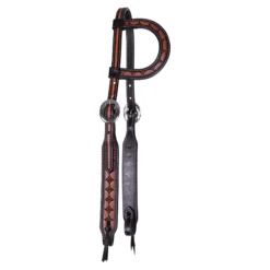 Double S Two-Tone Diamond Tooled One Ear Headstall -Schneiders Shop 45238 alt d