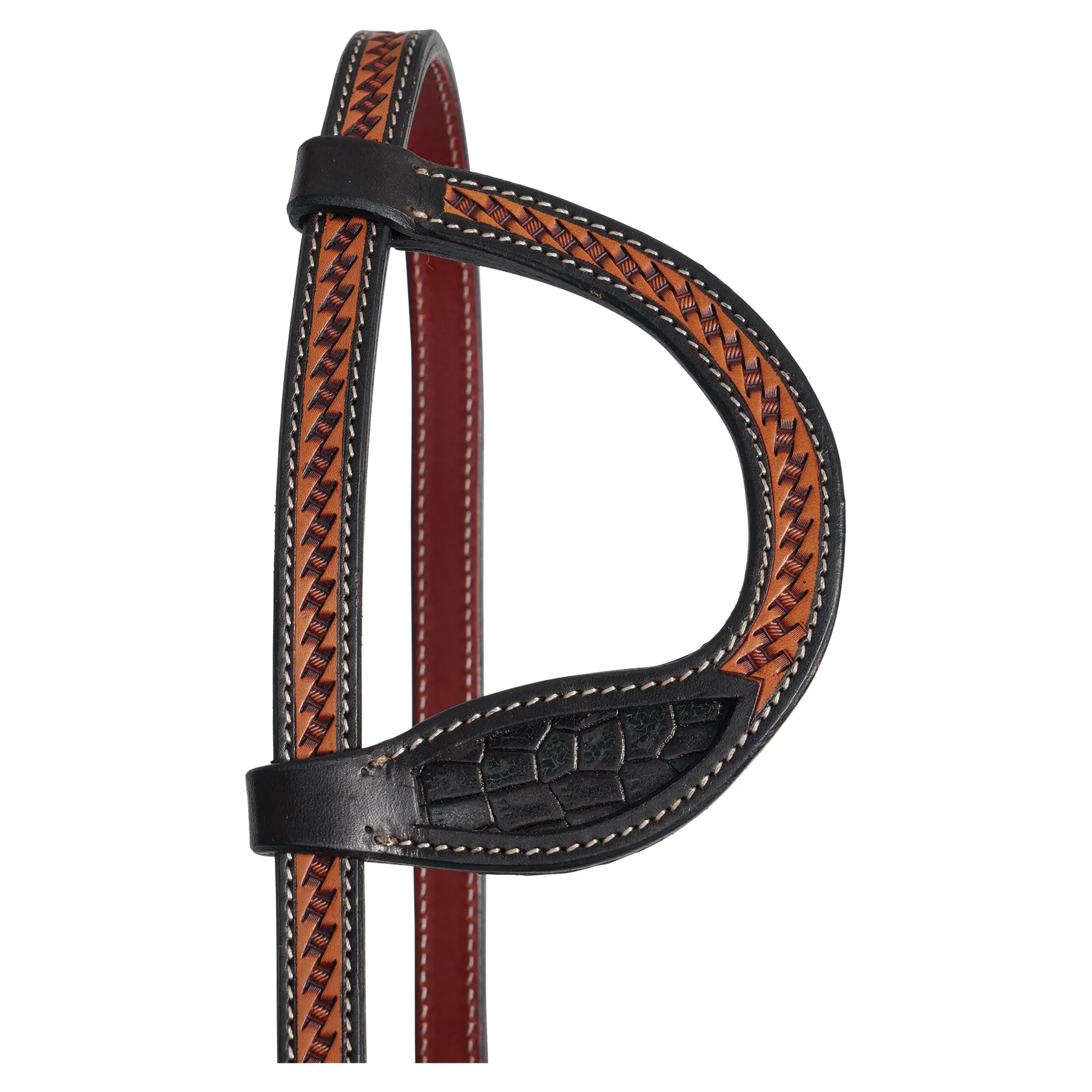 Double S Croc Print Inlay One Ear Headstall 4 Double S Croc Print Inlay One Ear Headstall - Image 2