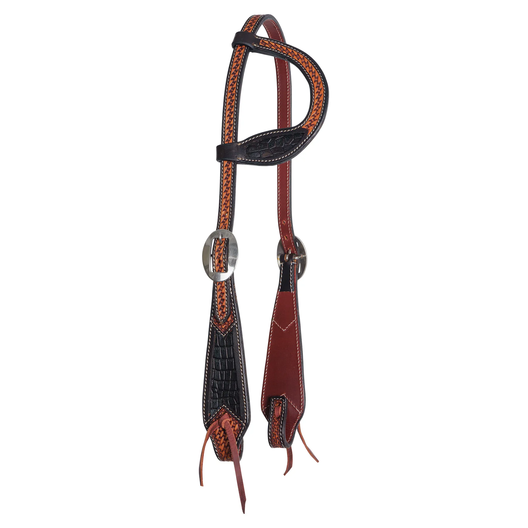 Double S Croc Print Inlay One Ear Headstall 7 Double S Croc Print Inlay One Ear Headstall - Image 5