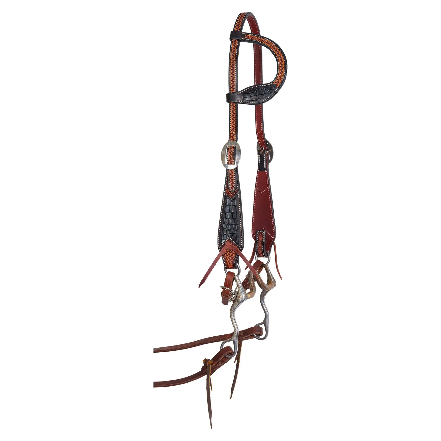 Double S Croc Print Inlay One Ear Headstall 8 Double S Croc Print Inlay One Ear Headstall - Image 6