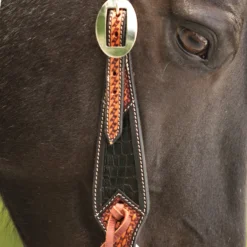 Double S Croc Print Inlay One Ear Headstall 18 Double S Croc Print Inlay One Ear Headstall -Schneiders Shop 45243 alt g