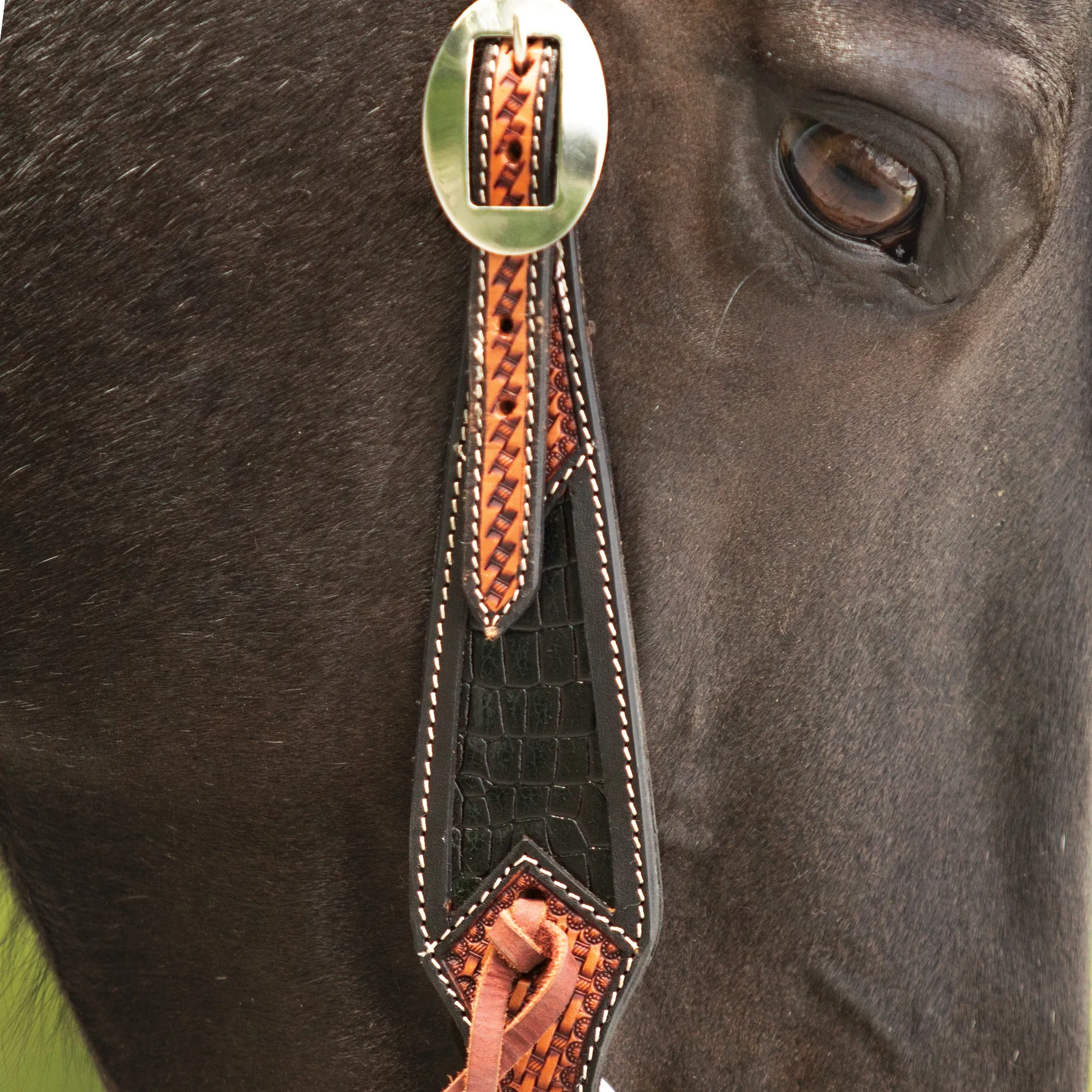 Double S Croc Print Inlay One Ear Headstall 10 Double S Croc Print Inlay One Ear Headstall - Image 8