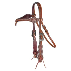 Double S Two-Tone Buckstitch Knotted Browband Headstall -Schneiders Shop 45246 alt c