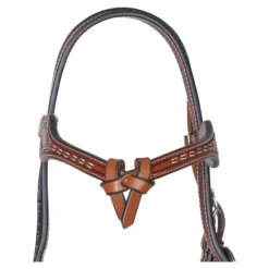 Double S Two-Tone Buckstitch Knotted Browband Headstall -Schneiders Shop 45246 alt d
