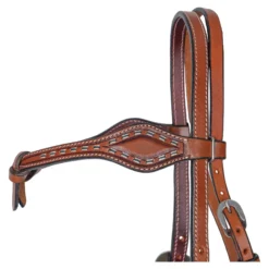 Double S Two-Tone Buckstitch Knotted Browband Headstall -Schneiders Shop 45246 alt e